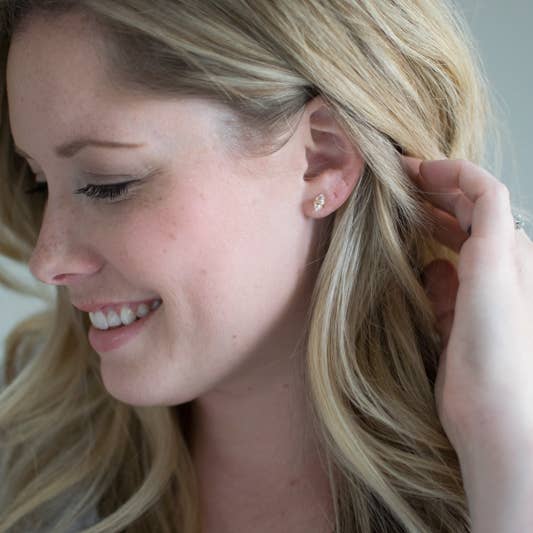 Studs, 14k Gold Herkimer Diamond