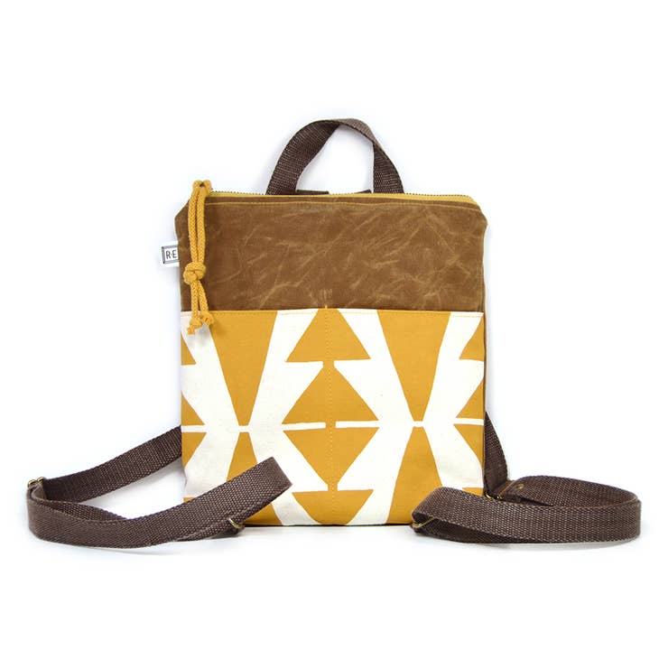 Mini Backpack, Geometric Mustard