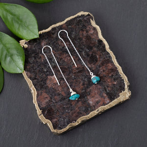 Earrings, Turquoise Nugget Threaders Silver