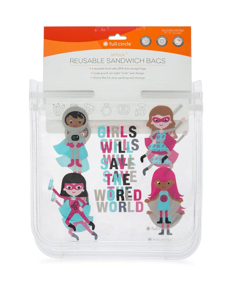 Zip Tuck Sandwich Bags, Girls Will Save The World