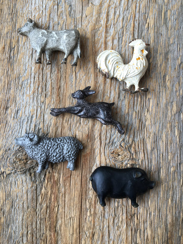 Magnet Set of 5, Pewter Animals