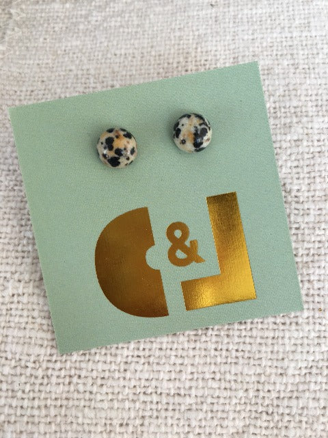 Dalmation Jasper Studs