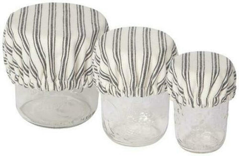 Ticking Mini Bowl Covers, Set of 3