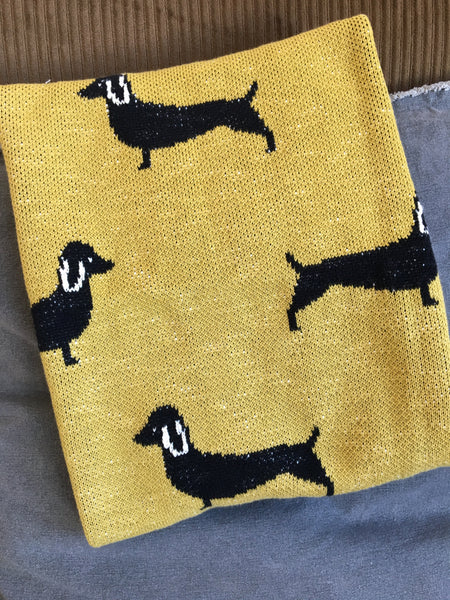 Baby Blanket, Cotton Knit Dog Chartreuse