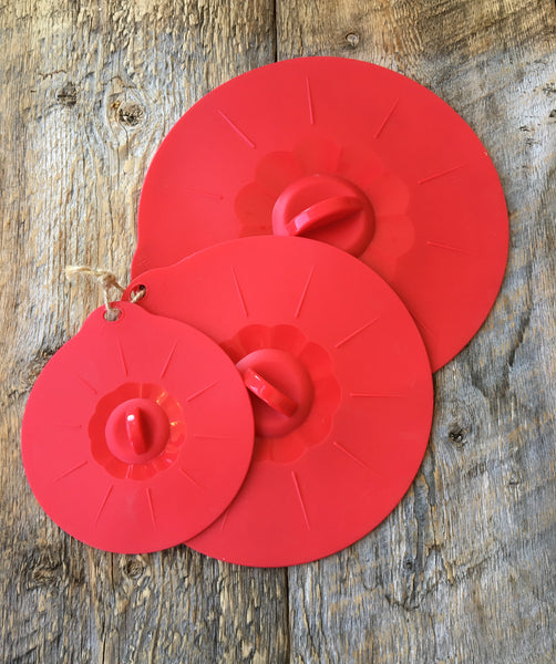 Silicone Suction Lid Set of 3, Red