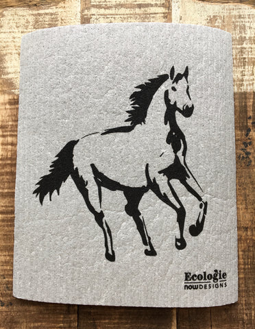 Swedish Dishcloth, Horse on Grey