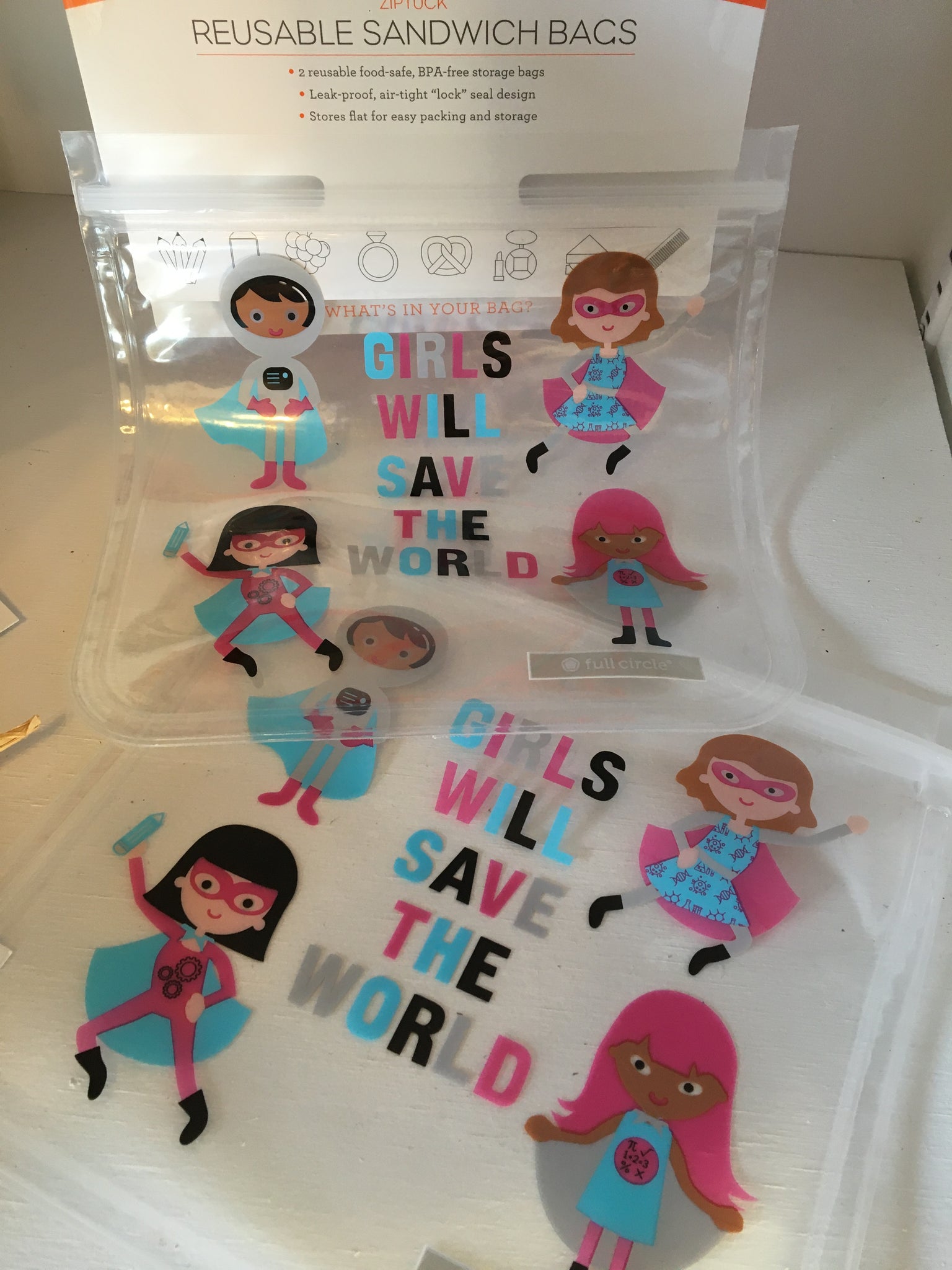 Zip Tuck Sandwich Bags, Girls Will Save The World