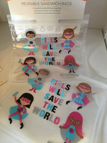 Zip Tuck Sandwich Bags, Girls Will Save The World