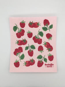 Raspberries Swedish Dishcloth