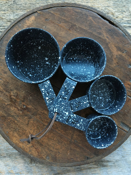 Measuring Cups, Enamelware Black 4 set