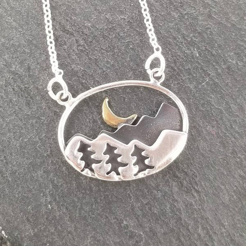 Necklace, Landscape with Crescent Moon