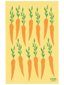 Carrots on Yellow Swedish Dishcloth