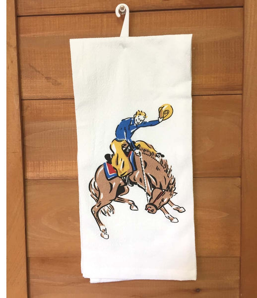 Buckin' Bronco Tea Towel