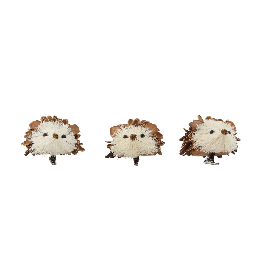 Ornament, Set of 3 Hedgehog Clips