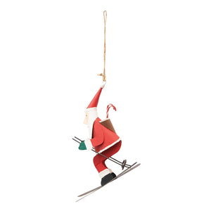 Ornament, Santa Skis Hand Painted