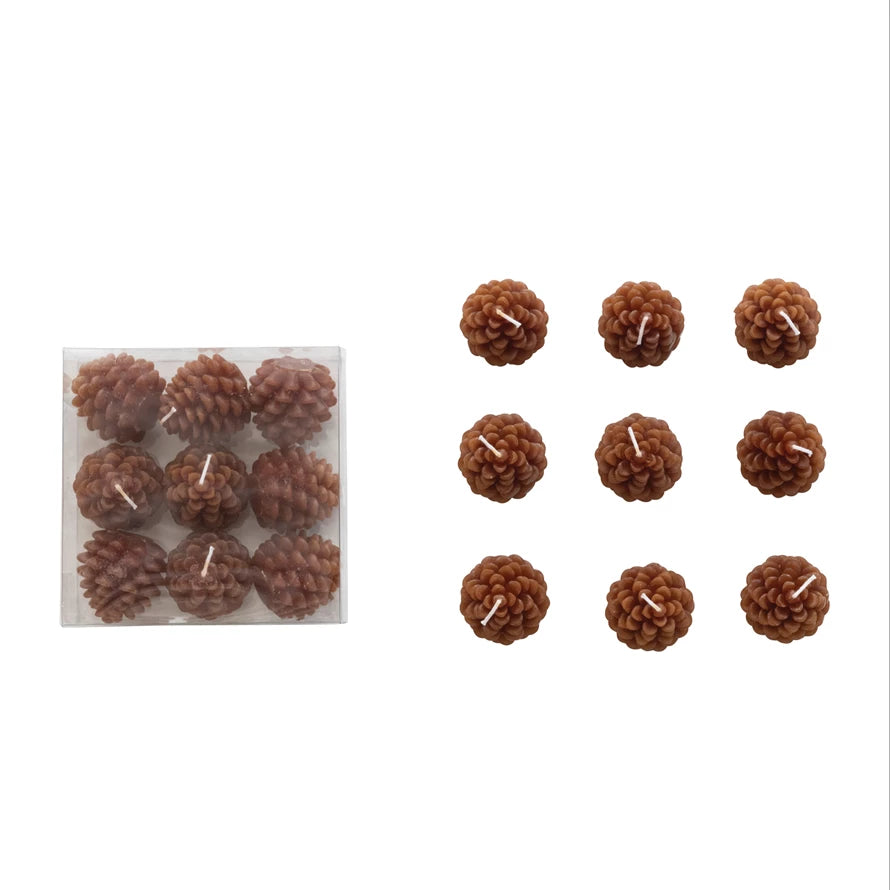 Candles Set of 9, Pinecone Brown