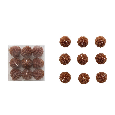 Brown Pinecone Candles Set of 9